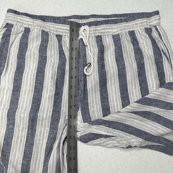 Rails Pants Womens Large Agnes Linen Blend Ankle White Blue Stripes Coastal EUC - Picture 9 of 14